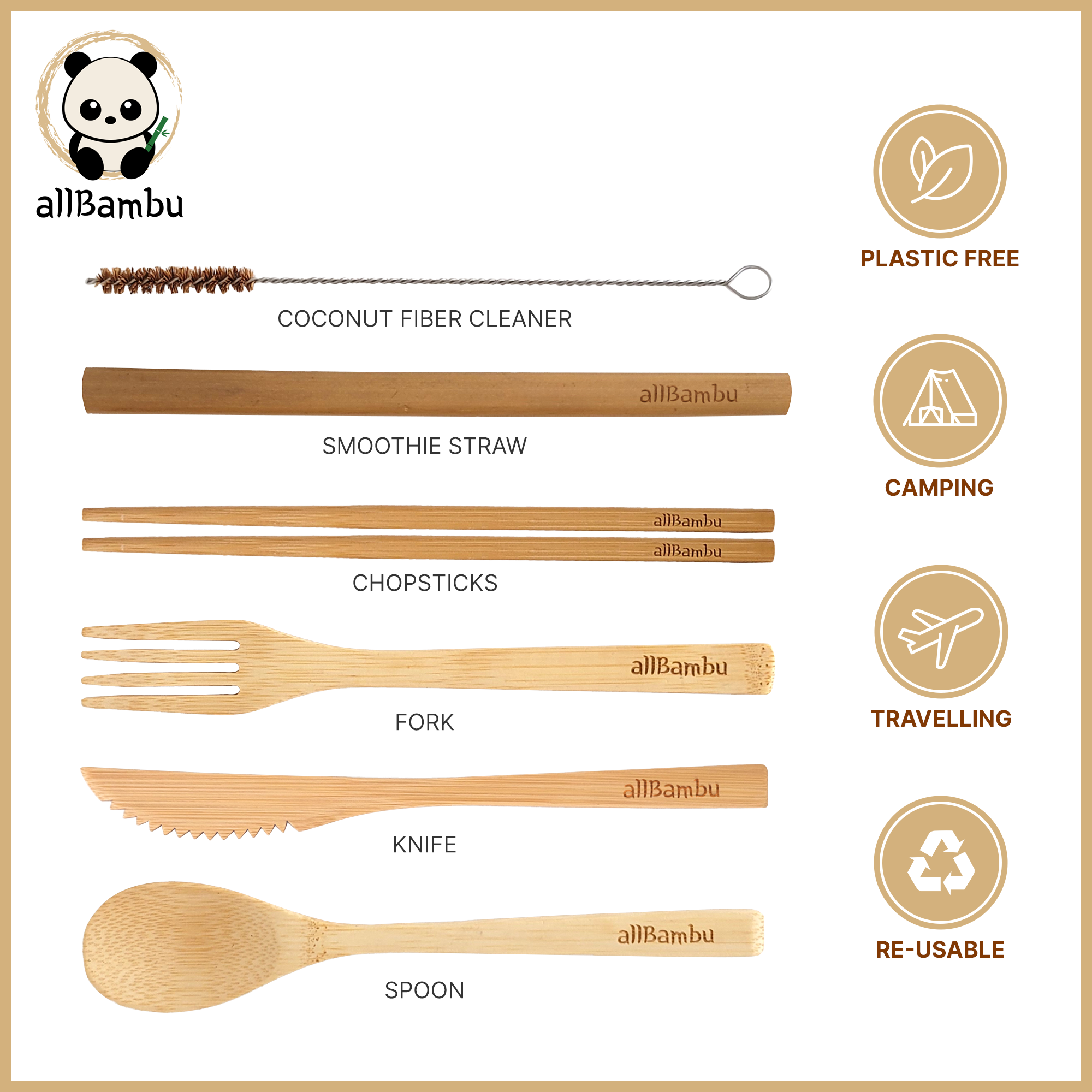 Bamboo Reusable Cutlery Set – Plantdays